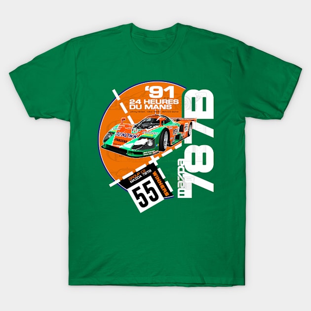 Retro Le Mans 24 Hours T-Shirt - Mazda 787B Group C2 Design T-Shirt by funkymonkeytees